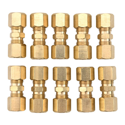 Set of 10 Straight Fitment Brass Tube Connections