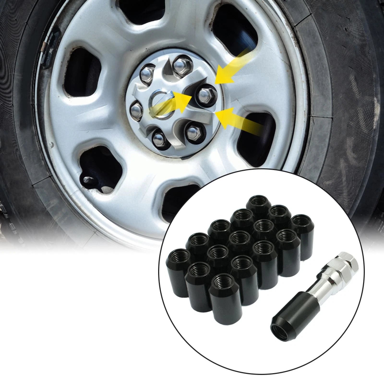 16 Pc Hex Security Wheel Lug Nuts 12x1.5 Black for Honda (2000–2026)