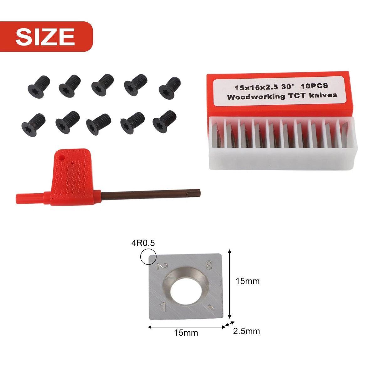15x15x2 5mm Square Carbide Lathe Inserts with 30 Degree Bevel for Woodworking