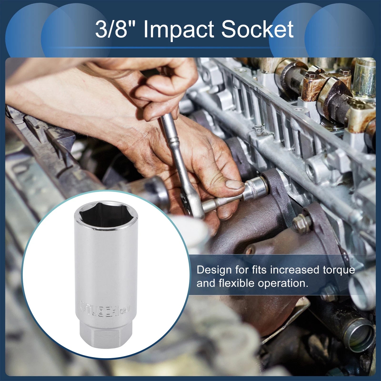 21mm 3/8 Inch Drive Spark Plug Impact Socket 6 Point CR-V for Universal