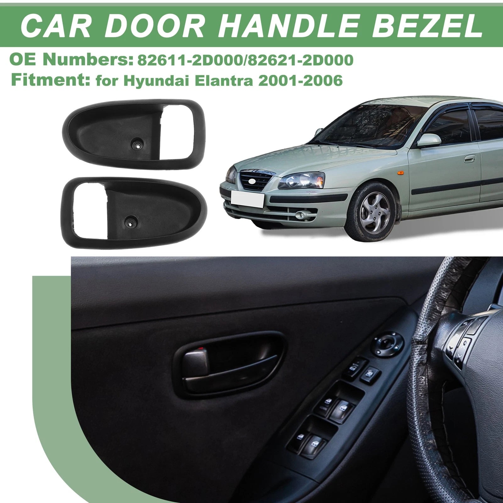 Interior Door Handle Trim Bezel Front Rear for Hyundai Elantra (2001–2006)