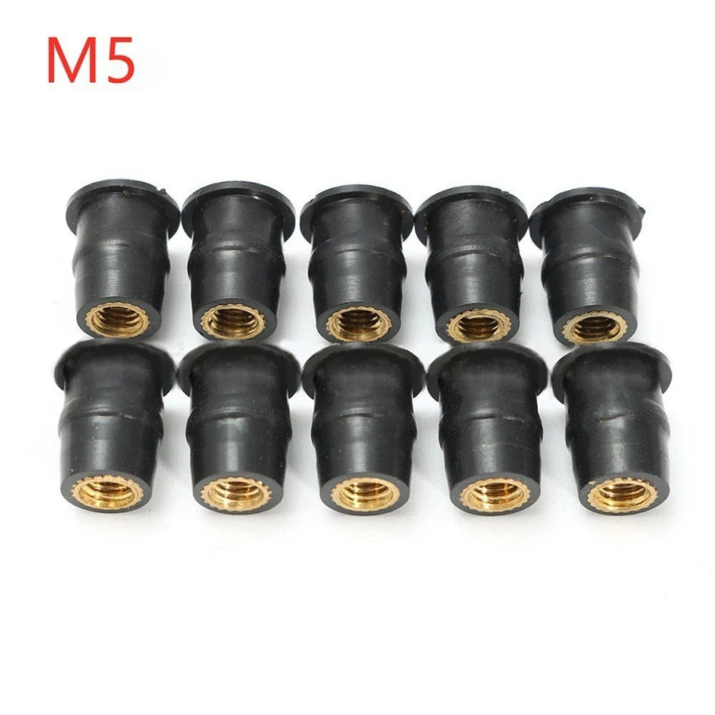 10 PCS Rubber Nuts for Motorcycle (M5, 12.813.8mm)