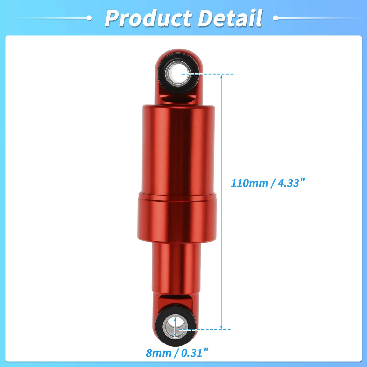Rear Shock Absorber 110mm 750lbs for Bicycle Motorcycle (Red)
