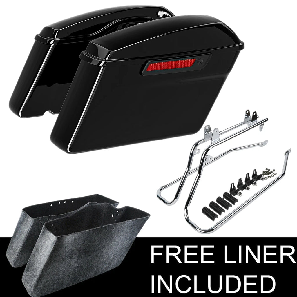Saddle Bags & Chrome Conversion Brackets for Harley Softail FLST