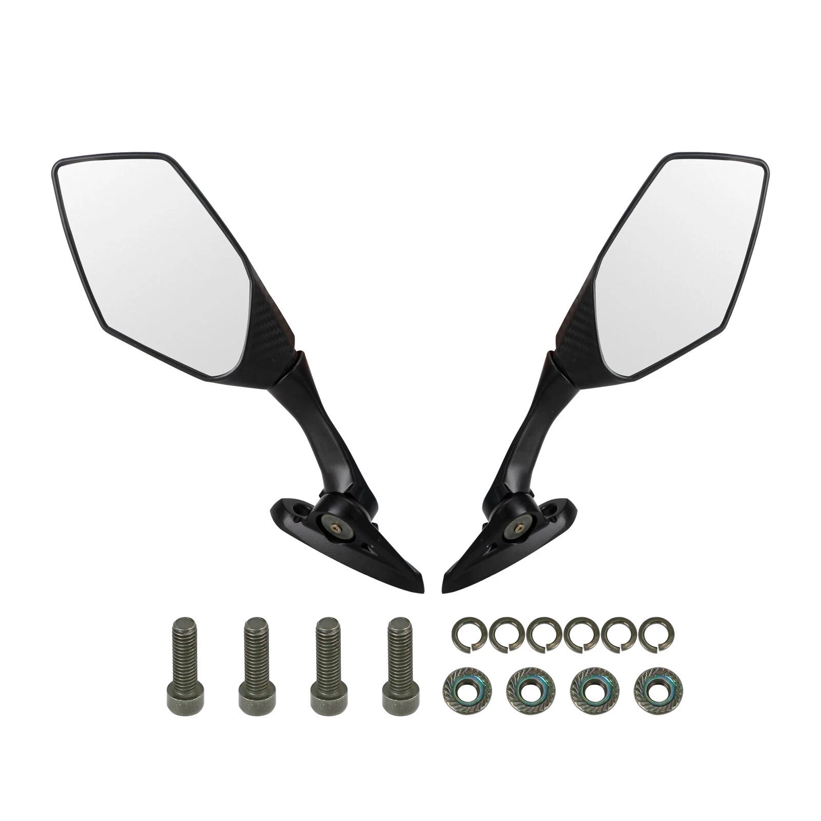 Black Short Stem Rear View Mirror Pair for Yamaha YZF R3 ABS R25 (2015–2021)