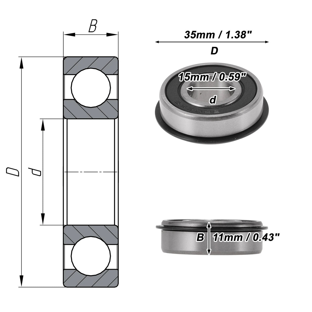 6202NR2RS Deep Groove Ball Bearings for Scooter Skateboard (15x35x11mm)