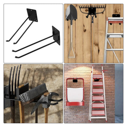 2X Steel Wall Mount Tool Rack for Garage and Garden Use