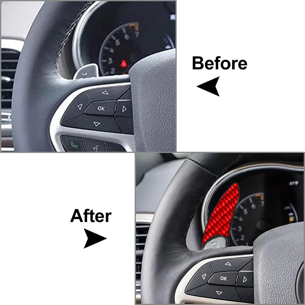 2X Red Steering Wheel Shift Paddle Extensions for Jeep Dodge Chrysler