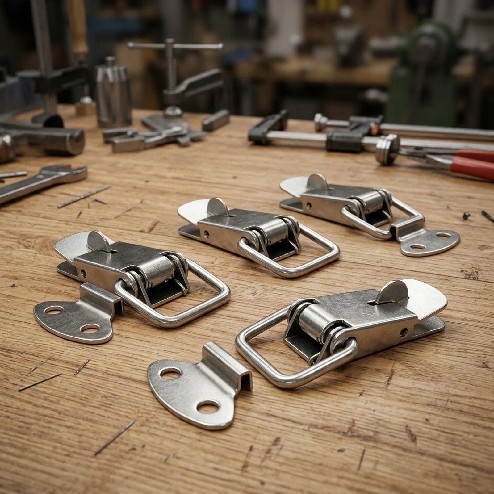 4X Stainless Steel Spring Loaded Clamps for Closet Security