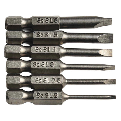 6pcs Magnetic Hex Head Screwdriver Bits for 1/4 Inch Hex Shank (50mm)