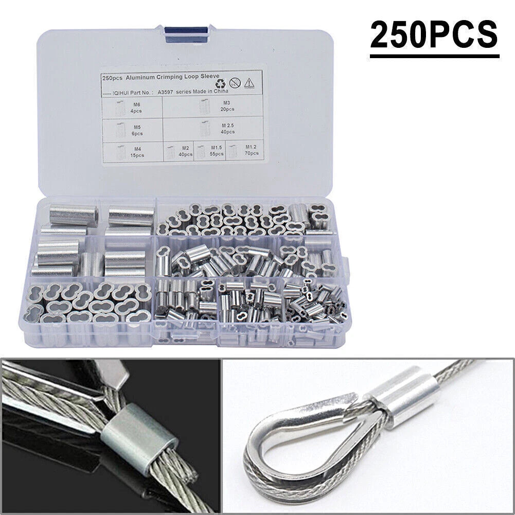 250 Double Barrel Ferrule Crimping Loop Sleeve for Wire Rope Cable Line