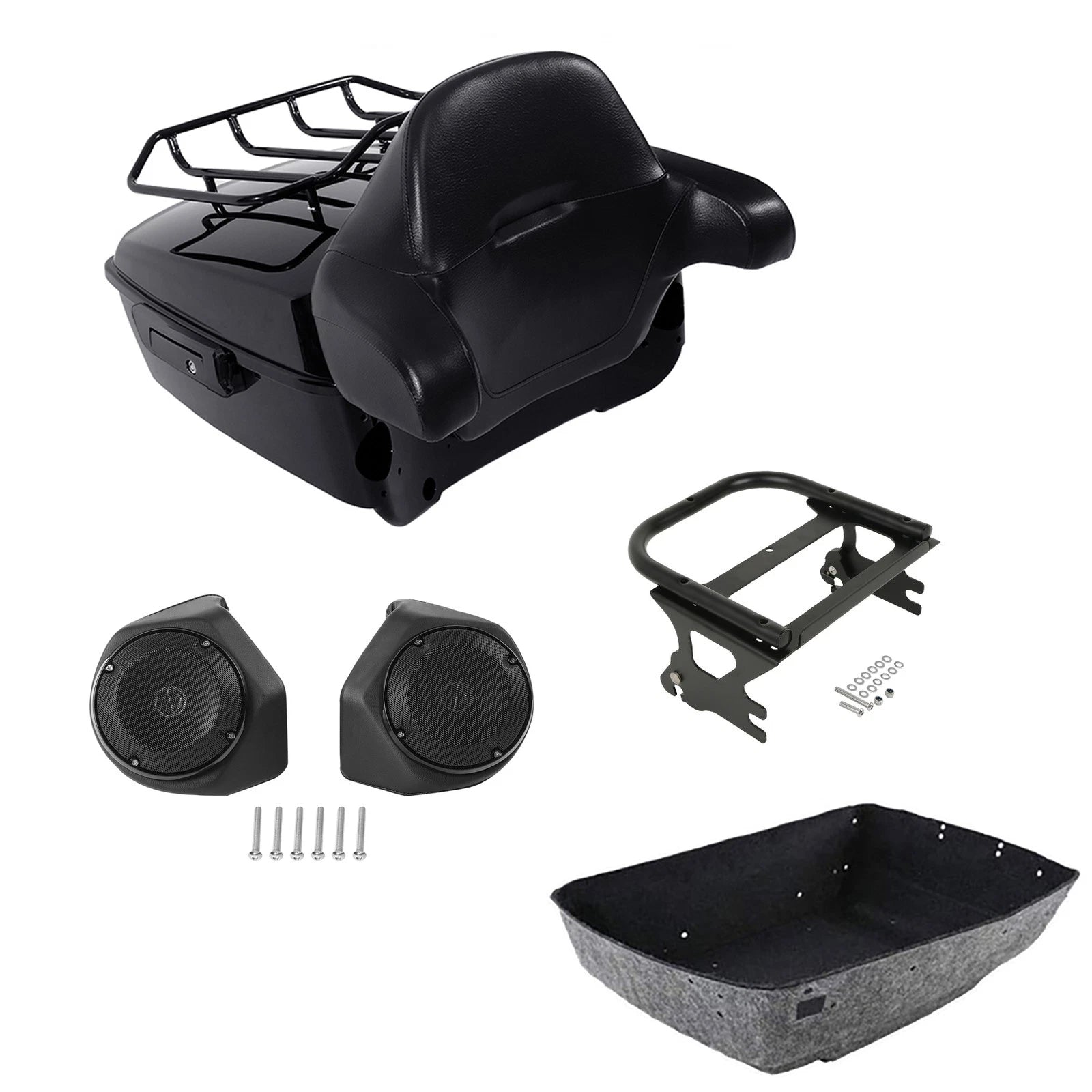 Trunk Backrest Pad Rack Speakers Mount for Harley Electra Glide (1997–2008)