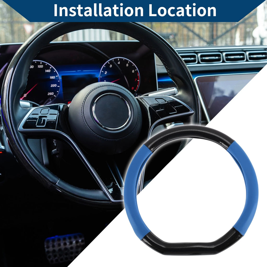 Steering Wheel Cover for Universal Fit (14.96", Black Blue)
