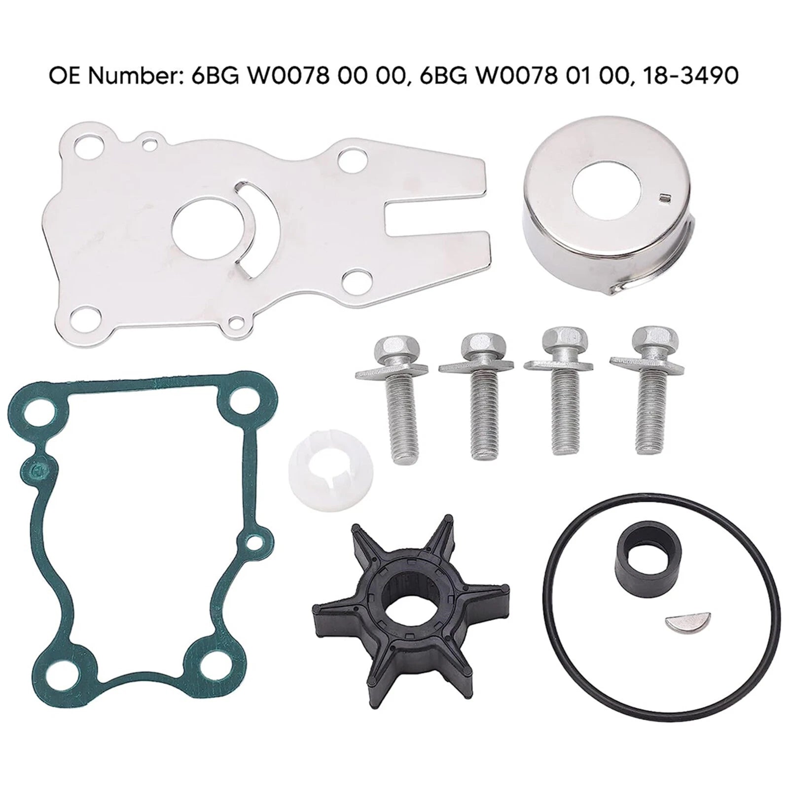 Water Pump Impeller Kit for Yamaha F30 F40A (4-Str 30 40 HP) 6BG-W0078-00