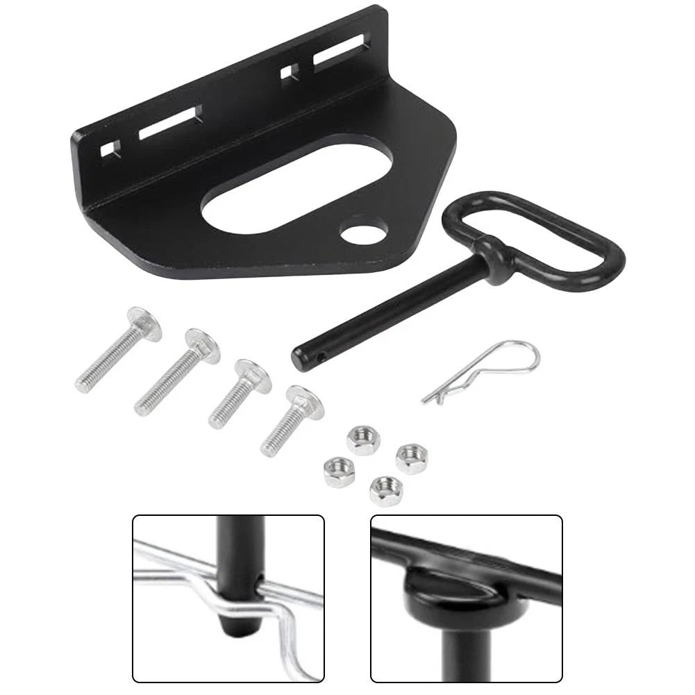 Lawn Mower Hook Kit with Heavy Duty Steel Towing Hitch (Adjustable)