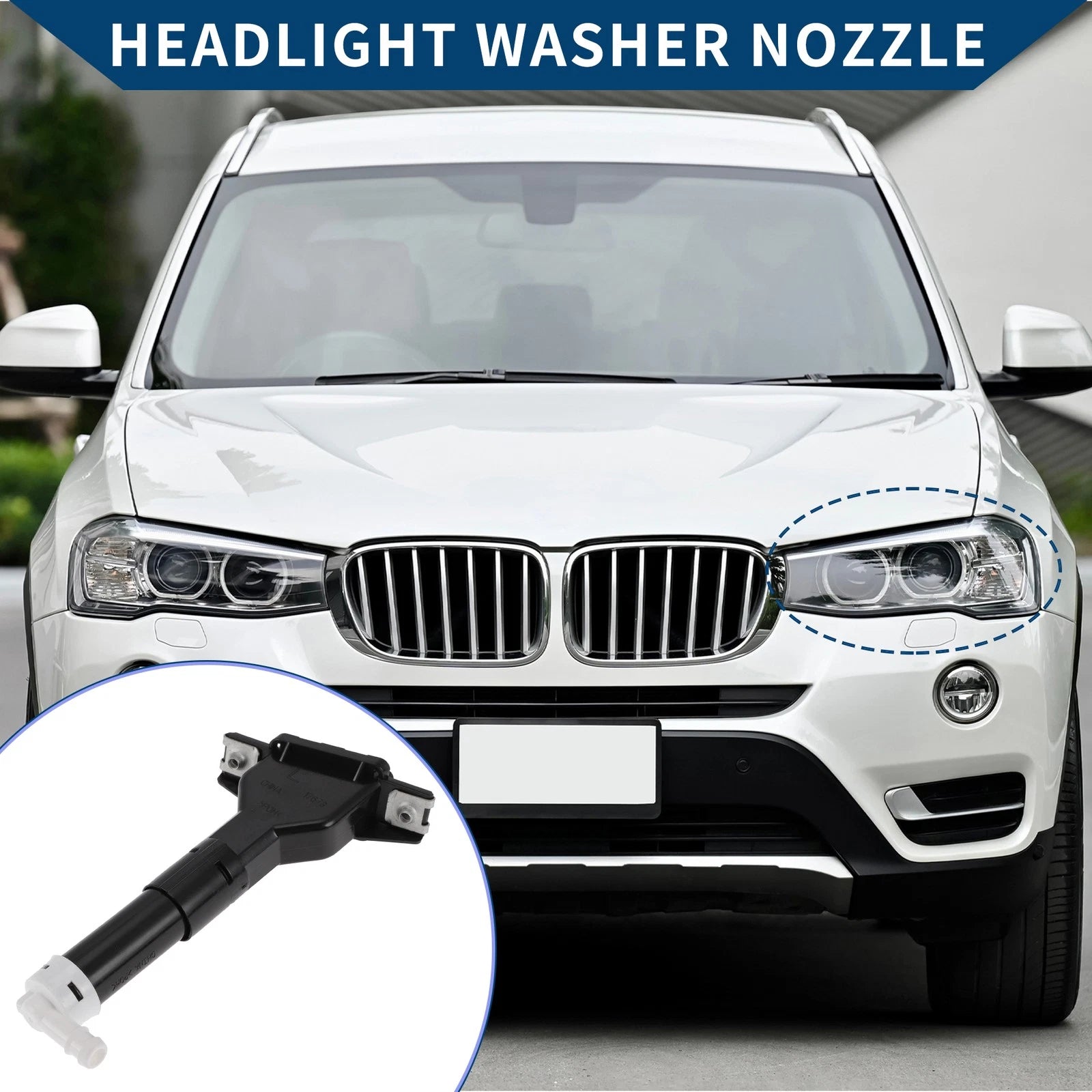 Front Driver Side Headlight Washer Nozzle for Honda Civic (2005–2011) 1pc Black