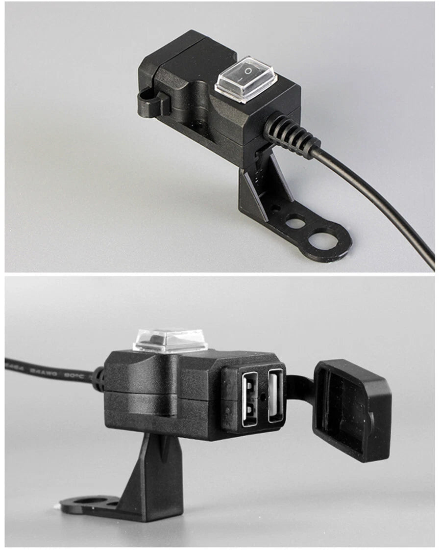 Dual-USB Charger Power Socket Adapter for Motorbike Motorcycle (12V)