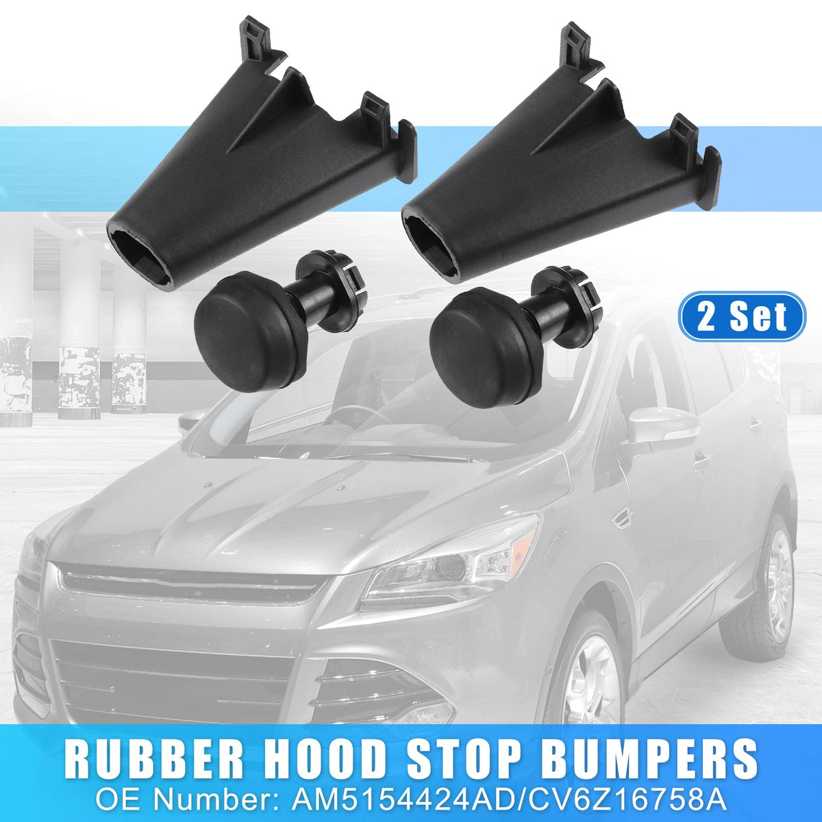 Set of 2 Hood Bumper Stops Rubber for Ford Escape C-Max (2003–2019)