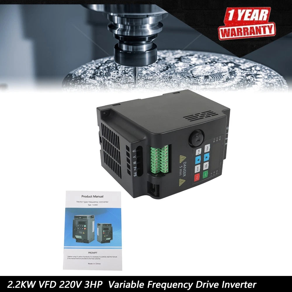 2.2KW VFD Variable Frequency Drive Inverter 220V 3HP (1 to 3 Phase)