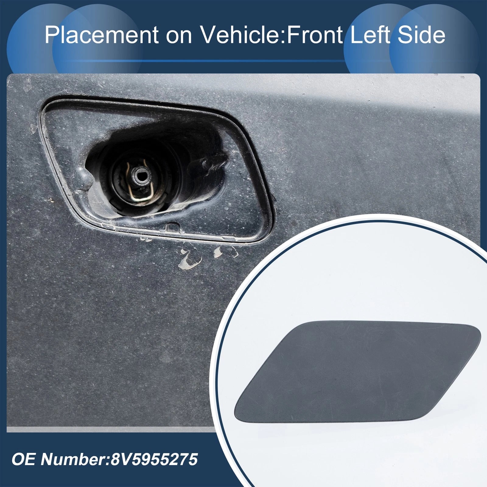 Washer Nozzle Cover Cap Front Left for Audi A3 8V (2013–2016) Unpainted