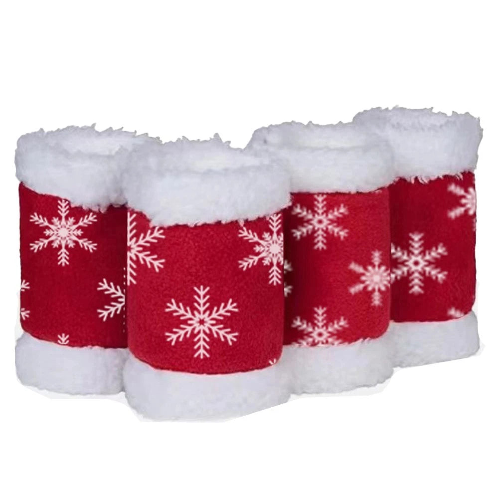 4Pcs Horse Leg Wraps for Equestrian Shows (Red White Velvet)