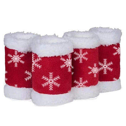 4Pcs Horse Leg Wraps for Equestrian Shows (Red White Velvet)