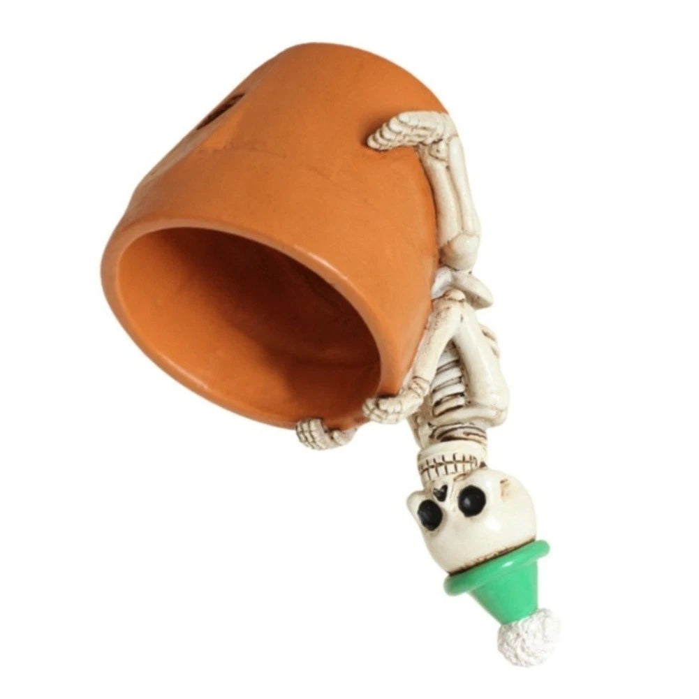 Halloween Resin Skeleton Pot for Succulents (10.5x7x6.1cm)