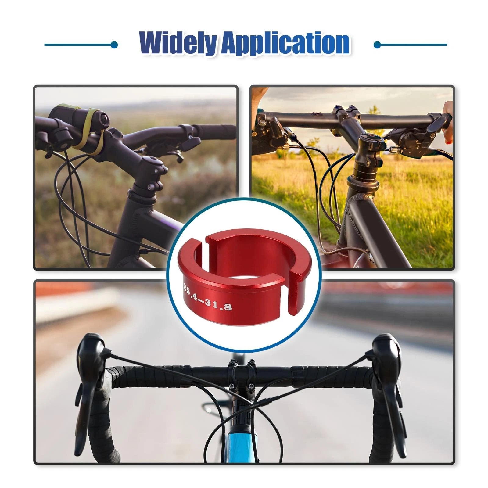 Bike Handlebar Stem Shims Set for Bicycle (4 Pieces) (Red) (Fits)
