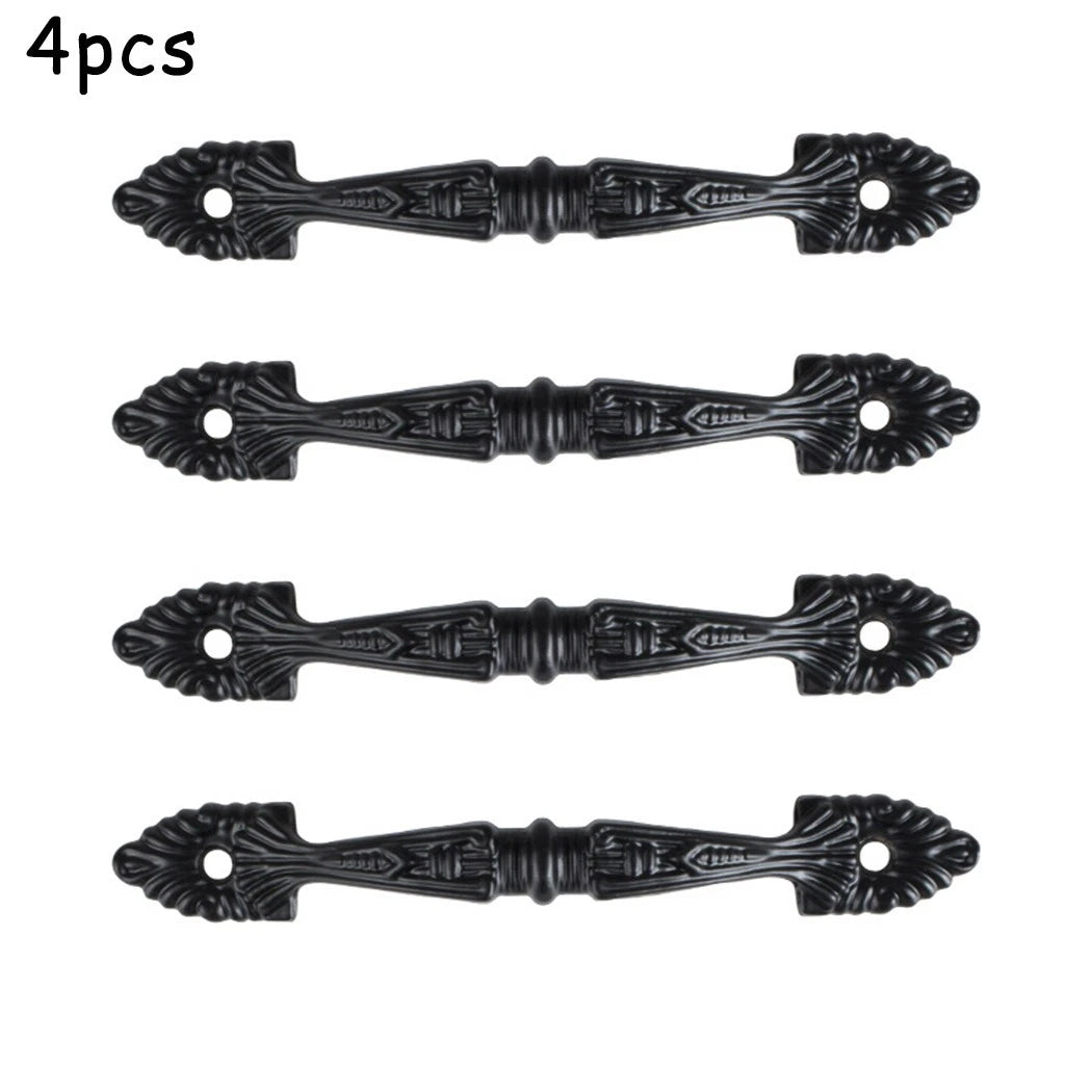 Pack of 4 Retro Black Iron Door Handles for Kitchen Cupboard Gate