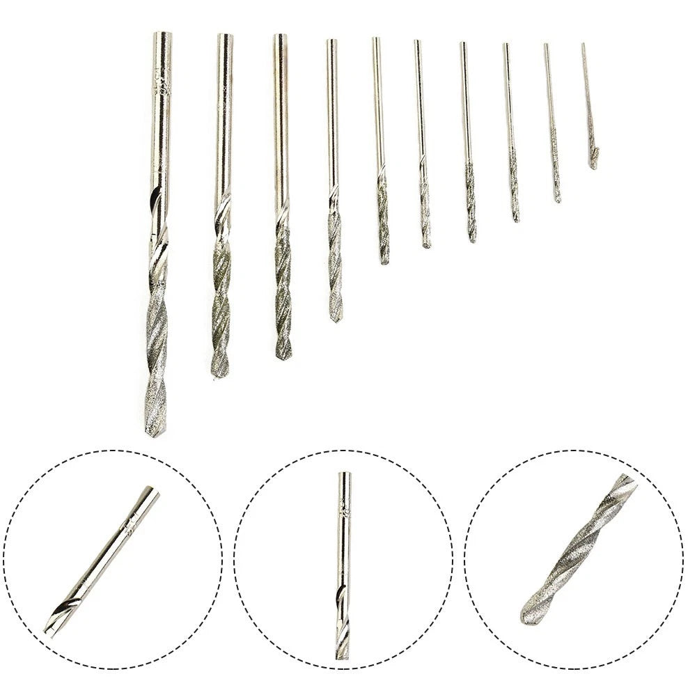 Set of 10 Precision Needle Drilling Bits for Gemstones and Cobblestone