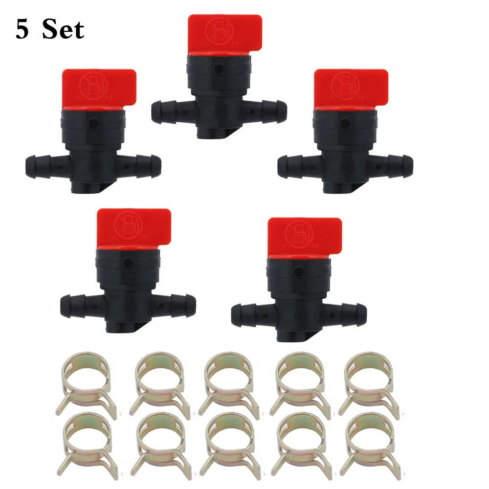 5pcs Fuel Gas Shut Off Valve & 10pcs Clamp for B & Stratton (494768, 698183)