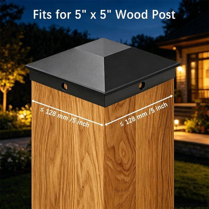 5 Inch Fence Post Covers for Garden Deck and Outdoor Posts (Black)