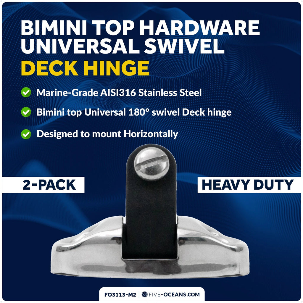 2X Bimini Top Hardware Swivel Deck Hinge for Universal Applications