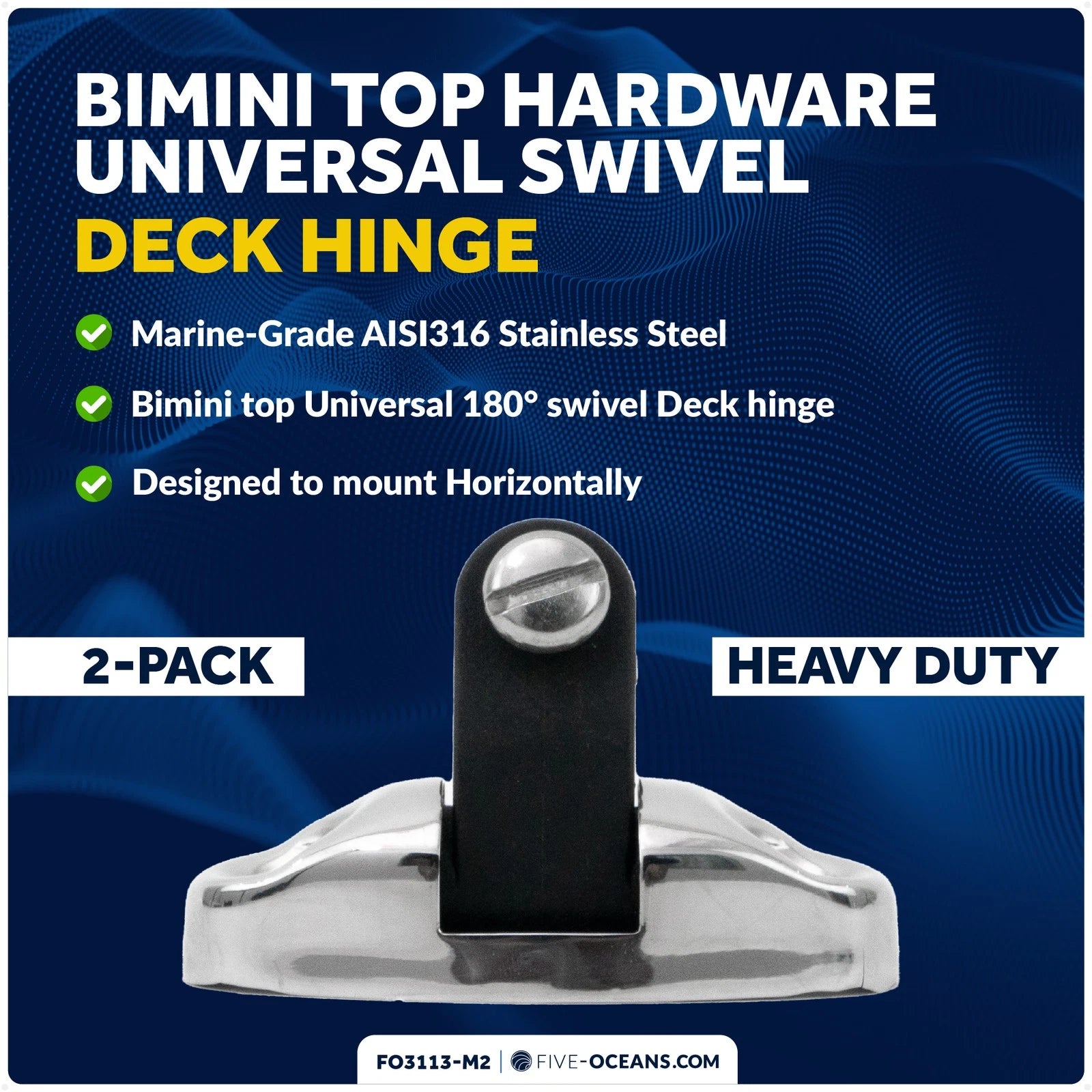 2X Bimini Top Hardware Swivel Deck Hinge for Universal Applications