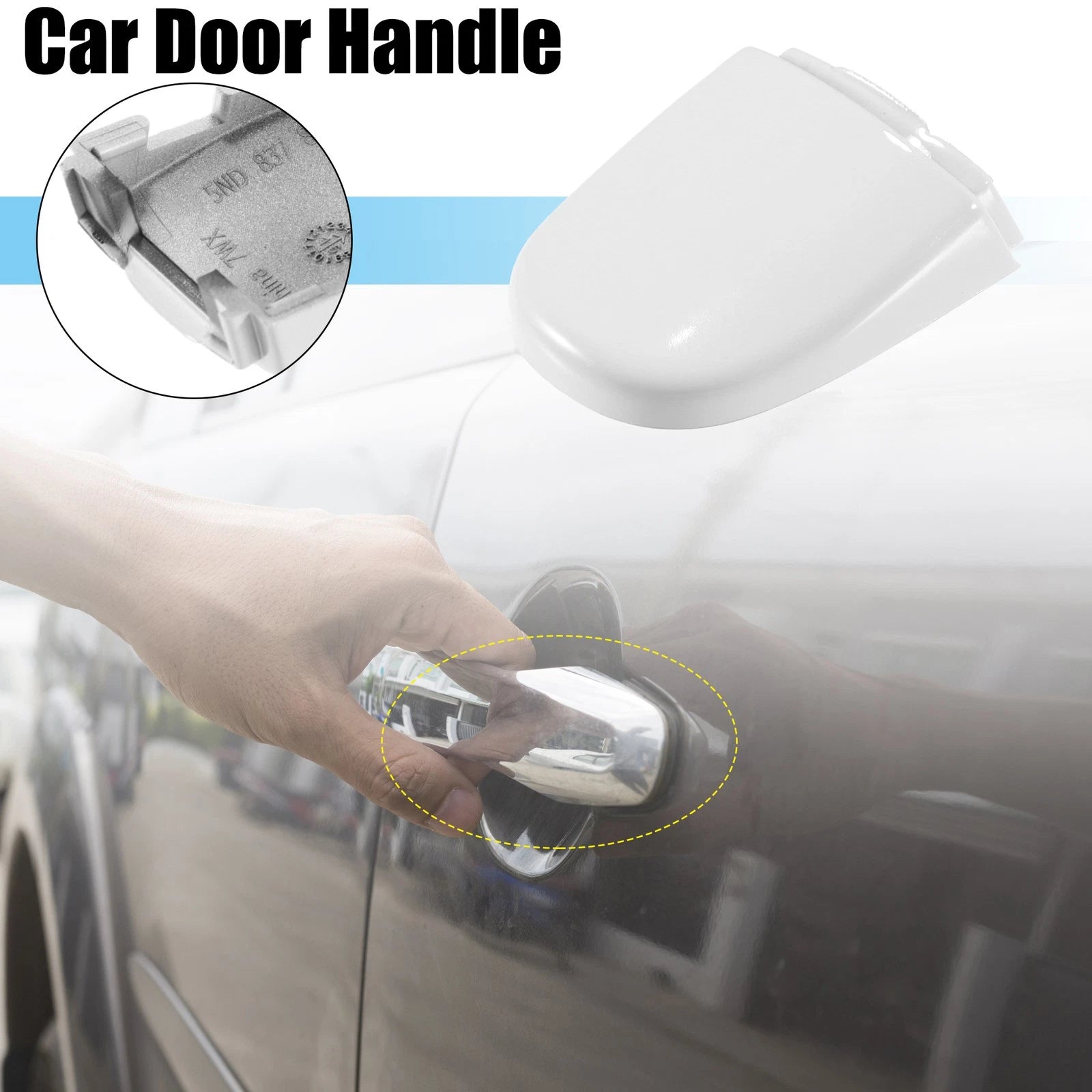 Exterior Door Handle Lock Cover Cap Front Left for Volkswagen Beetle White (2011–2019)
