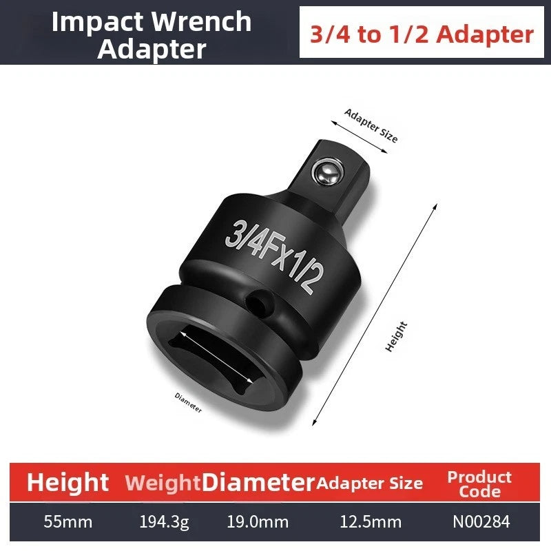 Socket Adapter Set for High Torque Applications (Chromium Vanadium Steel)