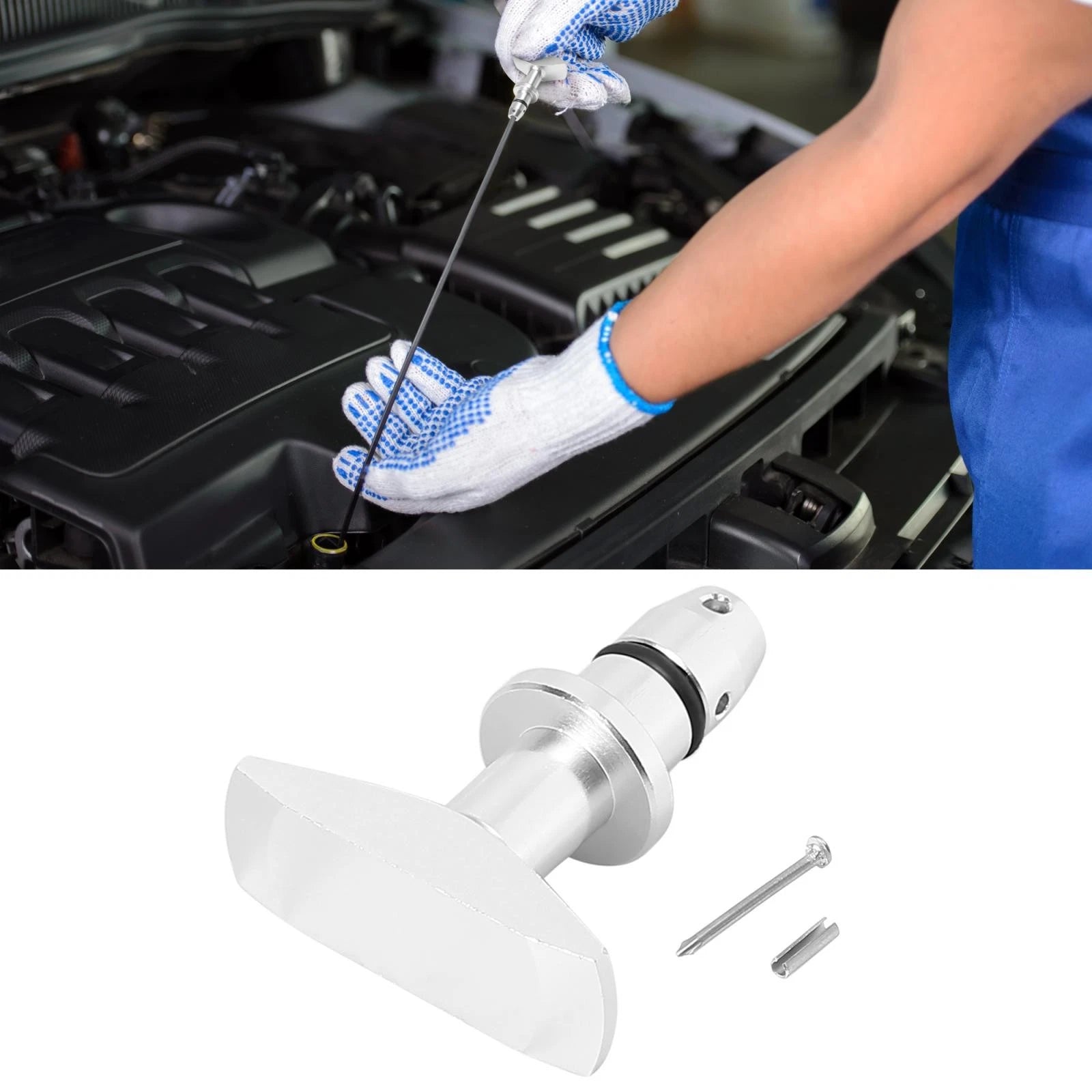 Oil Dipstick Pull Handle for Ford Mustang GT V8 GT500 (1999–2011) Silver Tone
