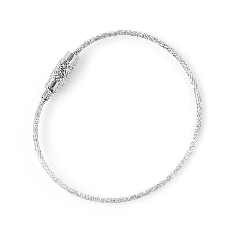 Screw Locking Stainless Wire Keychain Cable Rope Rings for Outdoor Use