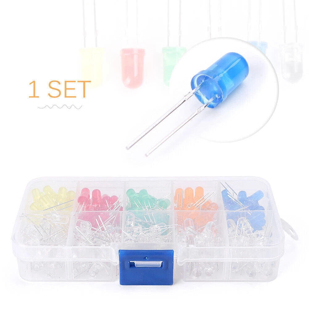 5mm Round Bright Light LED 10 Value 200pcs 5 Colors Assortment Kit
