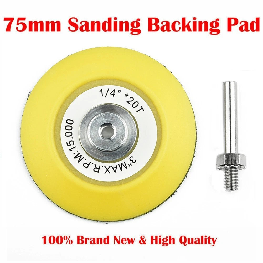 3X 75mm Hook & Loop Backing Pad Sanding Polishing Disc Kit with Drill Attachment