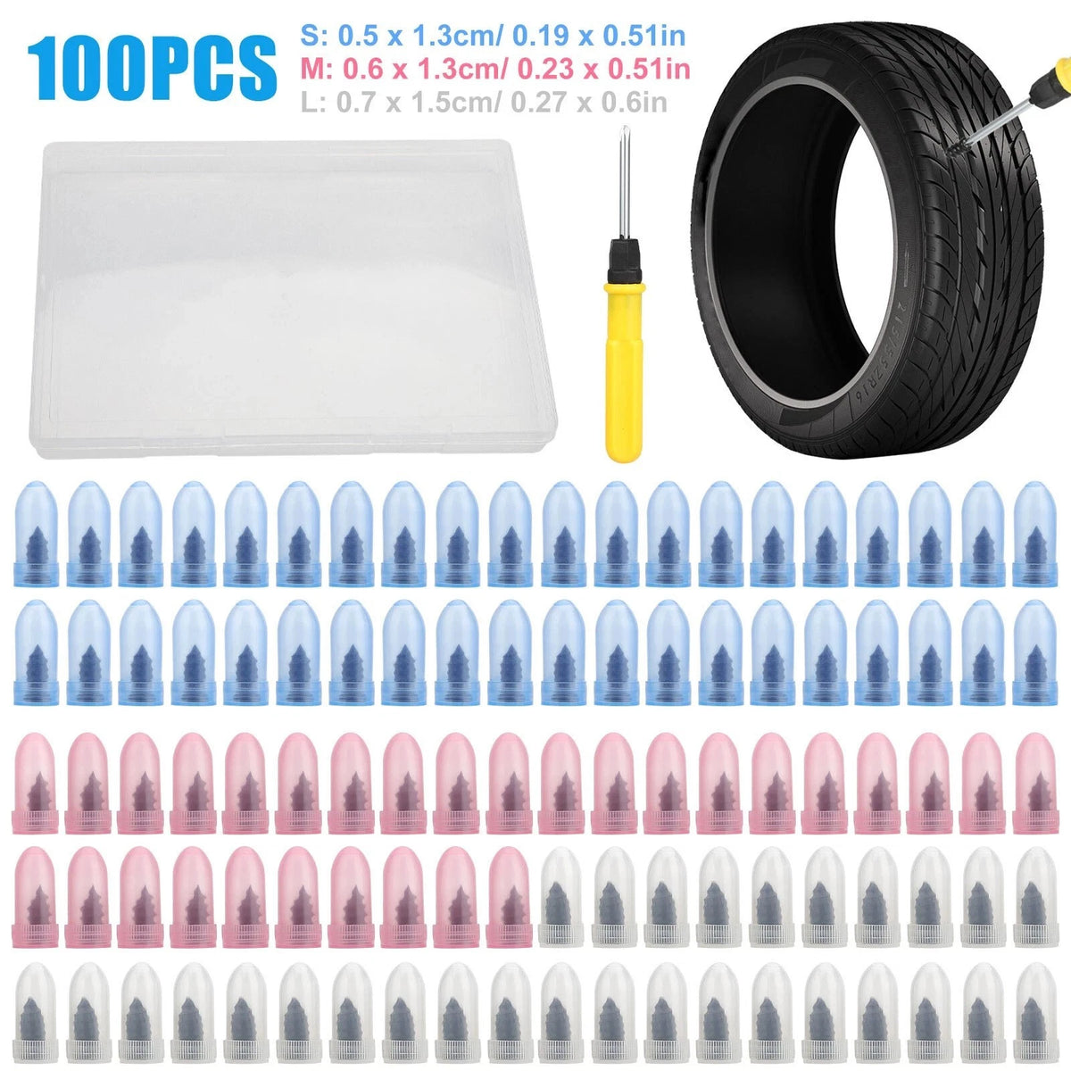 Tire Repair Kit for Roadside Use - Carbon Steel Rubber Seals