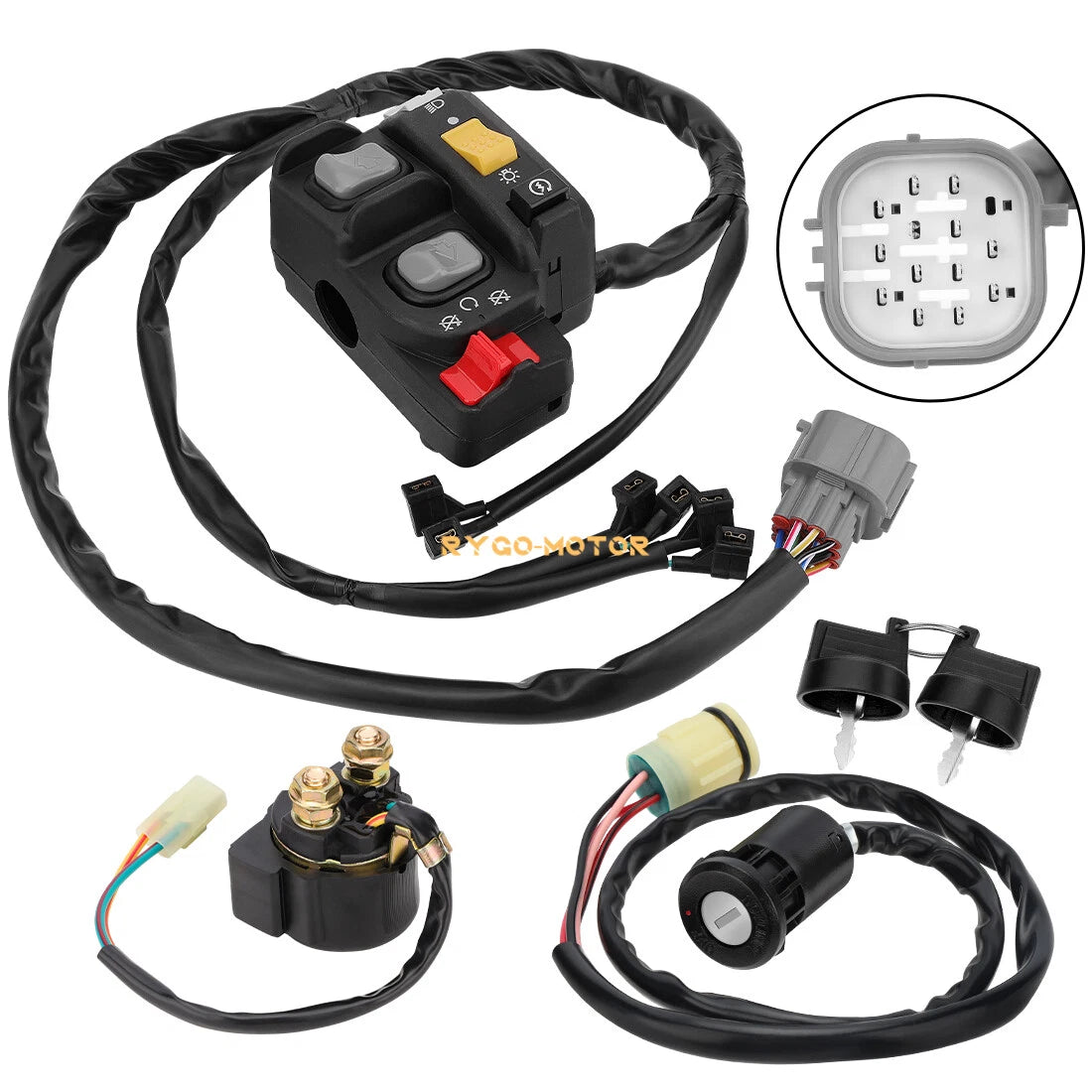 Handlebar Key Starter Relay Switch Kit for Honda Rancher 420 TRX420 (2007–2013)