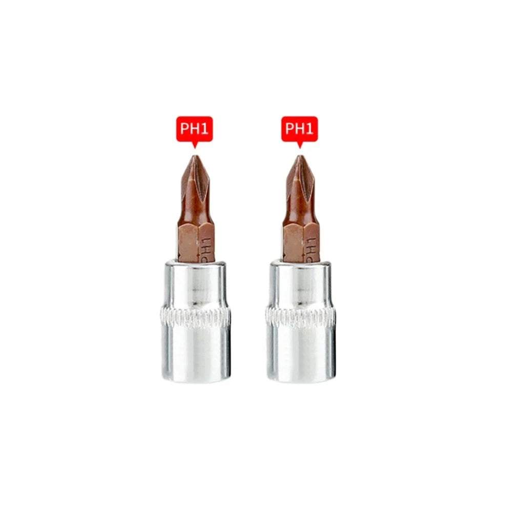 2X Socket Drive Wrench Bits PH1 PH2 PH3 PZ1 PZ2 PZ3 1/4inch