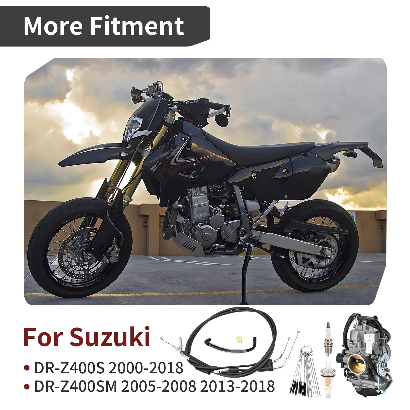 Carburetor for Suzuki DRZ400SM DRZ400S (2000–2008, 2013–2018) w/ Cable