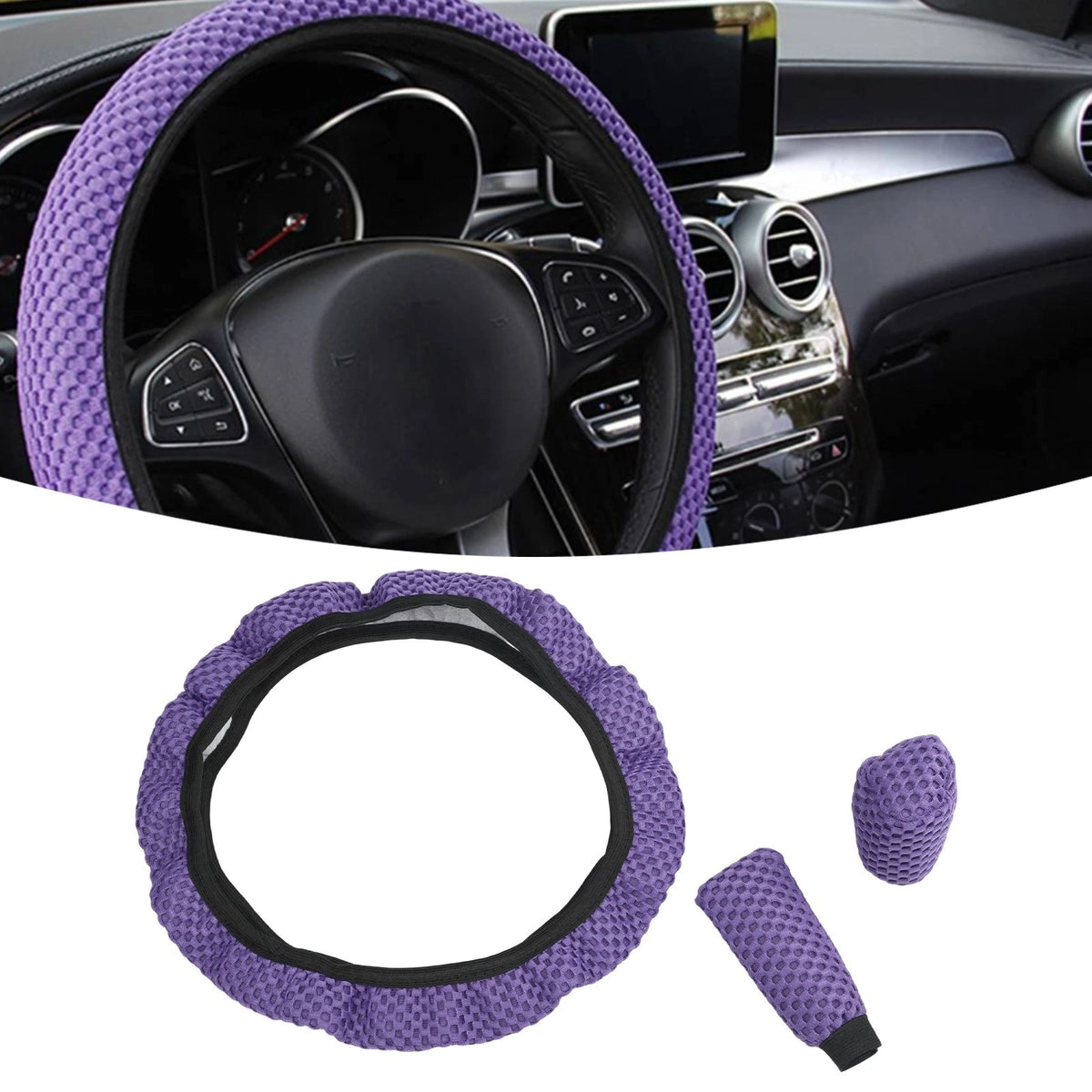 3PCS Steering Wheel Cover Set for (2015–2015) Leopard Print