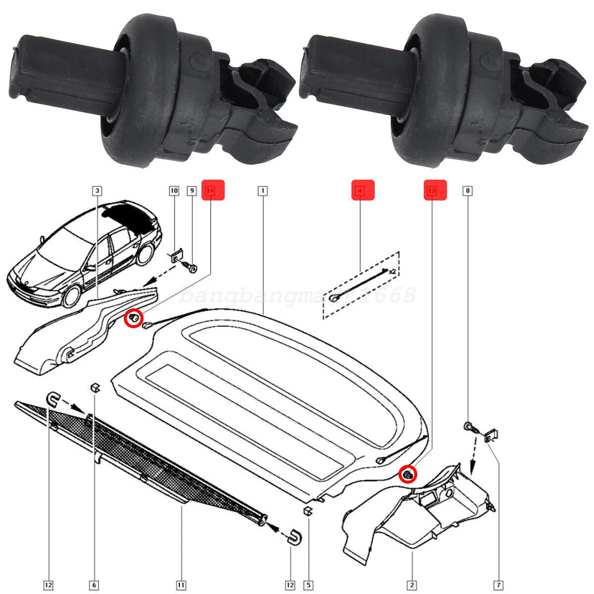 2pcs Boot Lanyard Clip 79916JD00A for Nissan Qashqai (2007–2019)