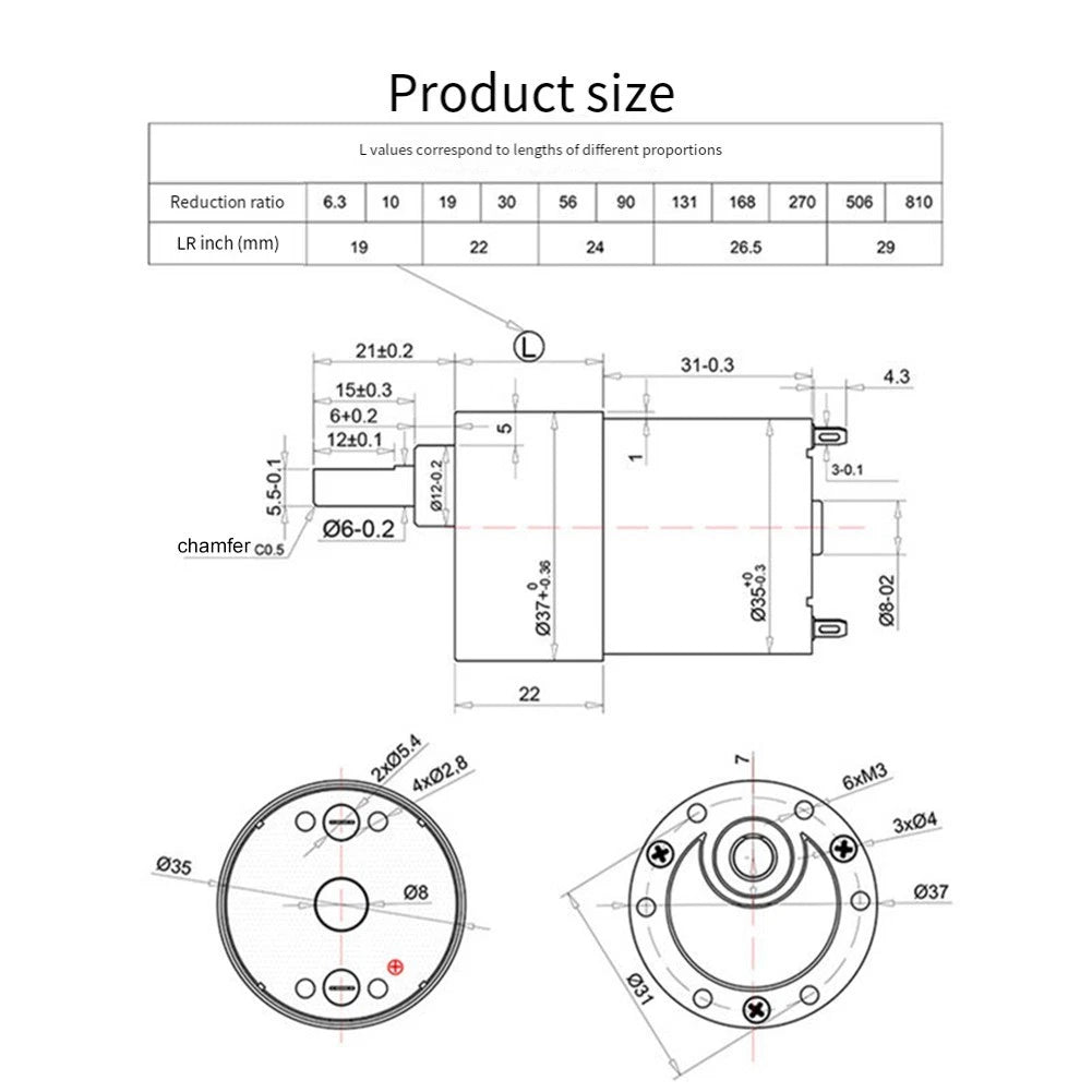 12V DC Gear Motor JGB373530 for Adjustable Speed Applications