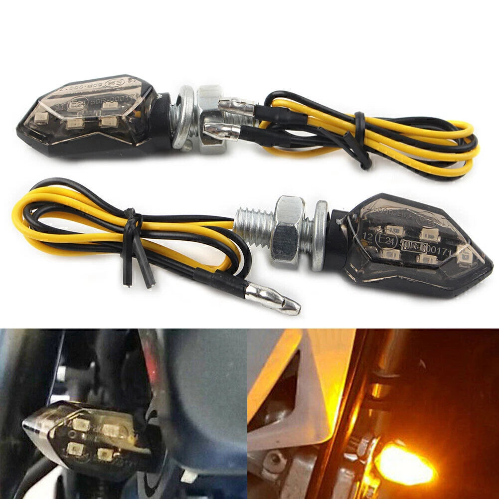 2X Mini Motorcycle 12V LED Turn Signals Blinker Light Indicator Amber Lamp mo
