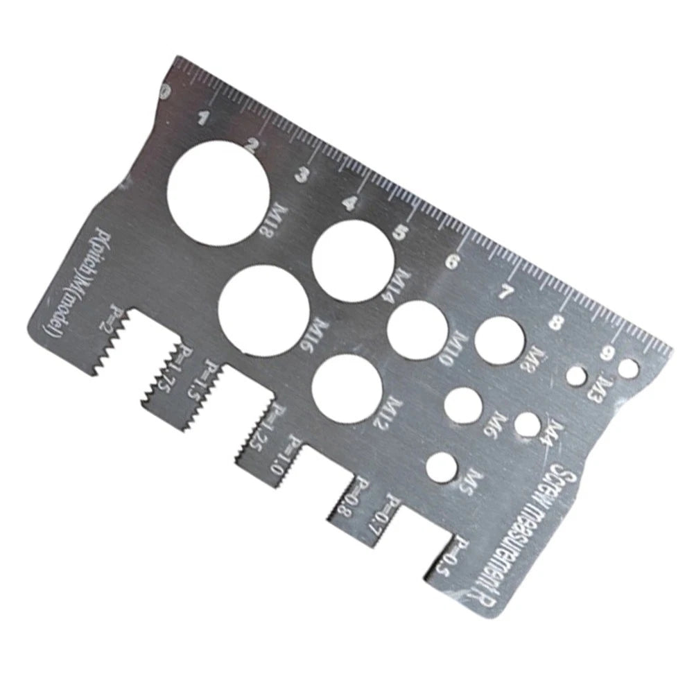 Compact Thread Gauge Tool for Bolt and Screw Measurement (Silver Finish)