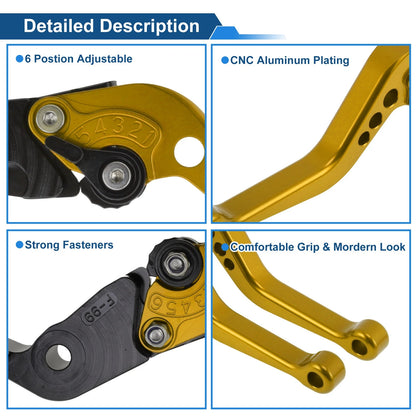 Adjustable Short Brake Clutch Levers for Ducati Monster 1200/S/R (2014–2020) Gold Tone